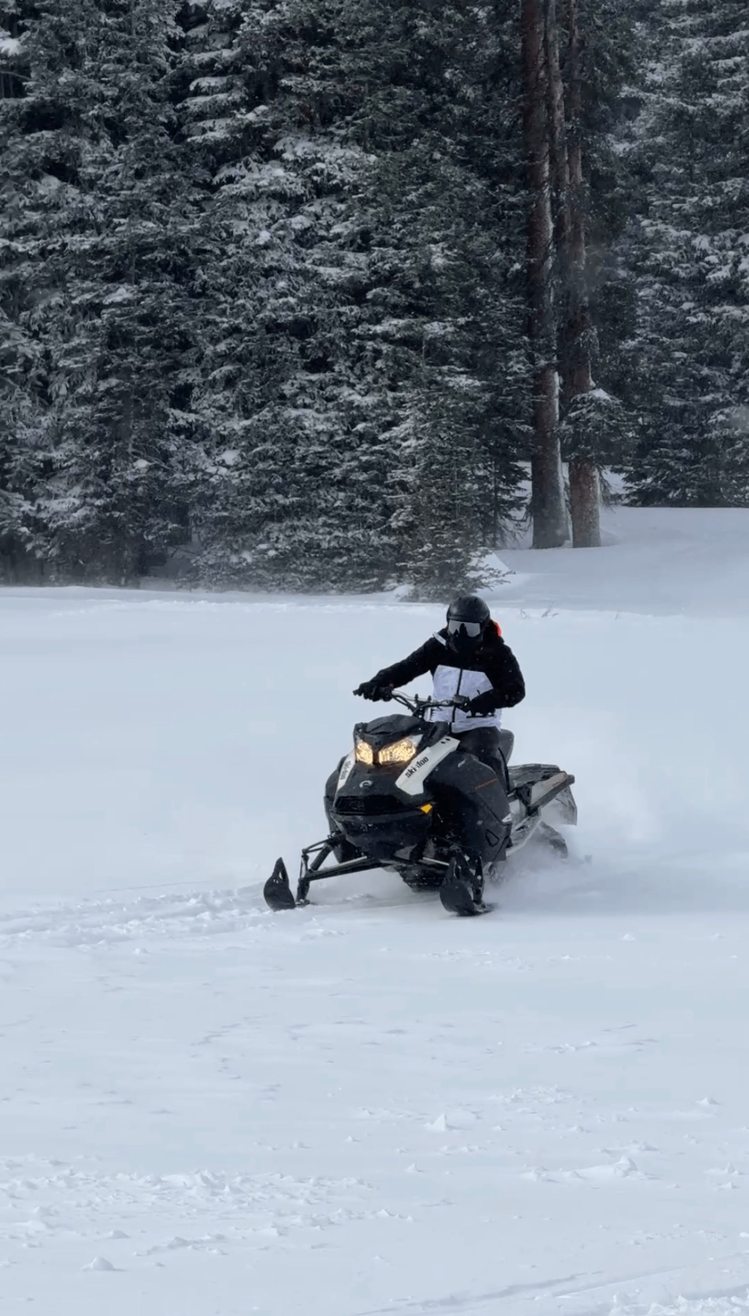 Snowmobile Ski-Doo cruzando la powder